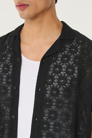 Chemise relaxed en dentelle - Noir