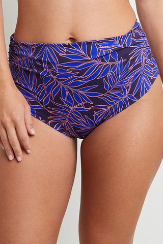 Bas de maillot taille haute Moon - Noir et bleu