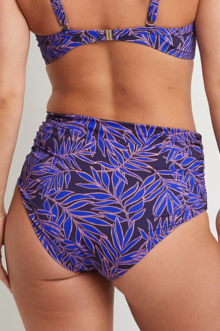 Bas de maillot taille haute Moon - Noir et bleu