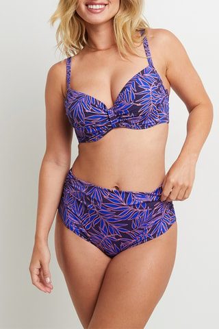 Bas de maillot taille haute Moon - Noir et bleu