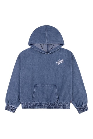 Felpa con cappuccio in jeans - Bianco e blu