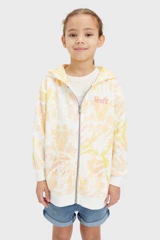 Felpa con cappuccio tie and dye - Bianco - Giallo