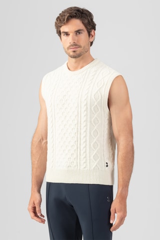 Pull sans manches en laine et cachemire - Blanc