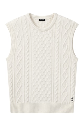 Pull sans manches en laine et cachemire - Blanc