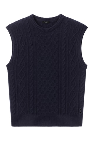 Pull sans manches en laine et cachemire - Bleu marine