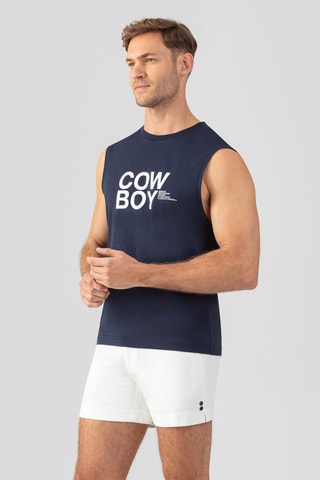 Camiseta de algodón orgánico Collab - Azul marino