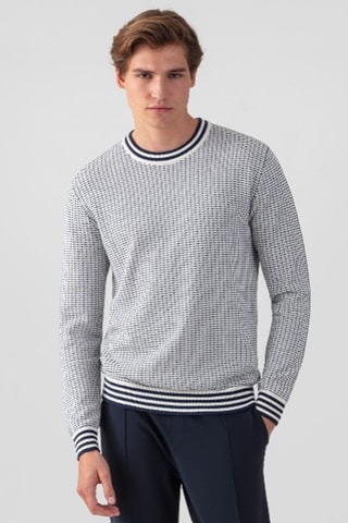 Pull en soie - Blanc et bleu marine