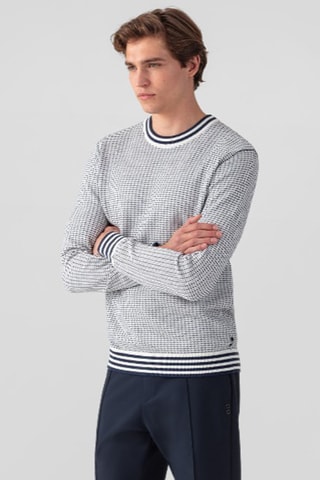 Pull en soie - Blanc et bleu marine