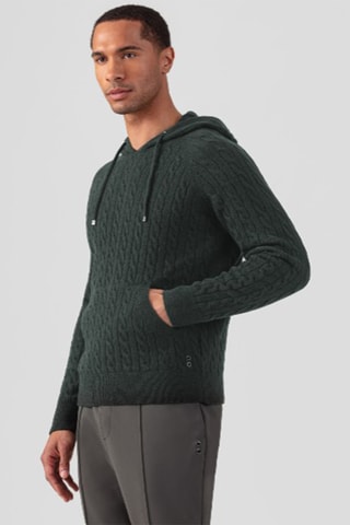 Pull à capuche en laine et cachemire - Vert foncé