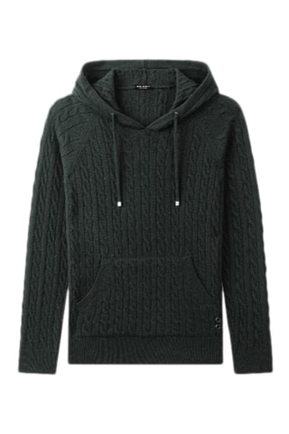 Pull à capuche en laine et cachemire - Vert foncé