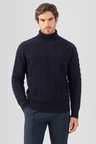 Pull en laine et cachemire - Bleu marine