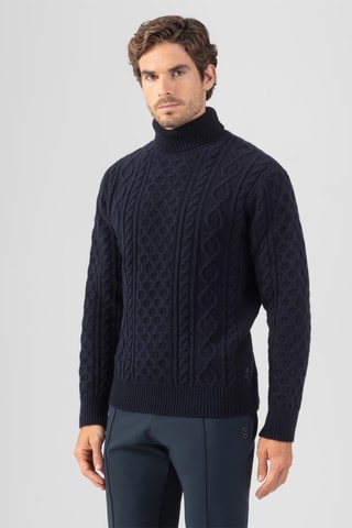 Pull en laine et cachemire - Bleu marine