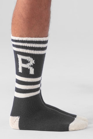 Chaussettes en laine - Blanc et vert foncé