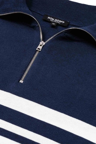 Polo de seda SS25 - Blanco y azul
