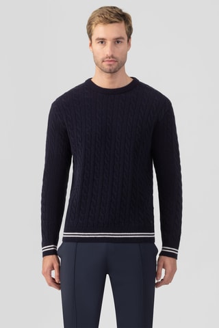 Pull en laine et cachemire - Bleu marine