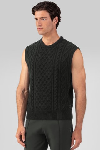 Pull sans manches en laine et cachemire - Vert foncé