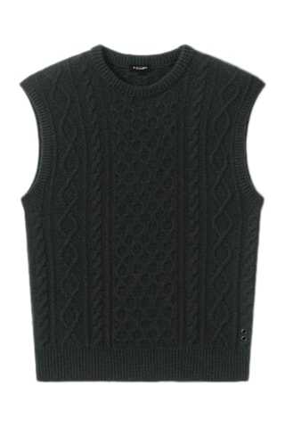 Pull sans manches en laine et cachemire - Vert foncé
