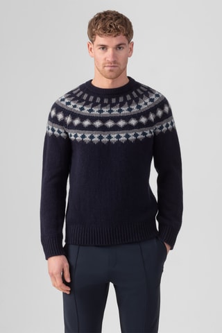 Pull en laine et cachemire - Bleu marine