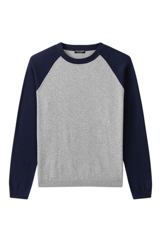 T-shirt en coton biologique et mérinos - Bleu marine et gris foncé