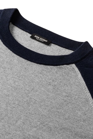 T-shirt en coton biologique et mérinos - Bleu marine et gris foncé