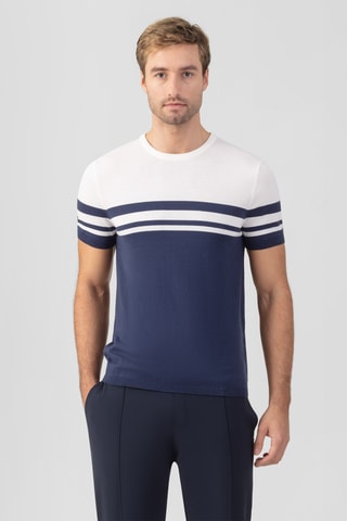 Camiseta SS25 - Blanco y azul marino