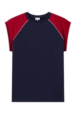 Sweat en coton biologique Collab - Bleu marine et rouge