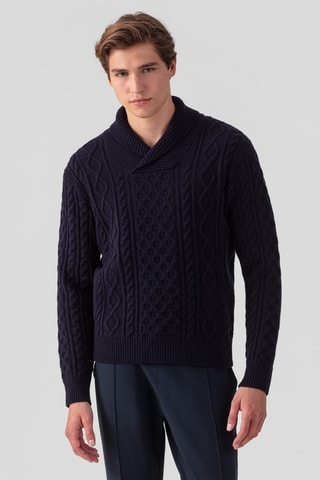 Pull en laine et cachemire - Bleu marine