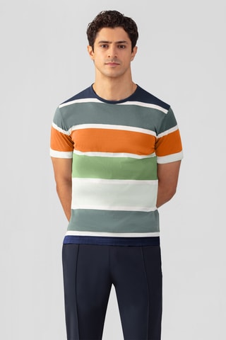 Camiseta SS25 - Azul marino, naranja y verde