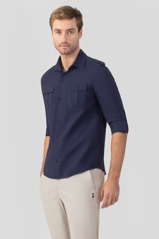 Camisa de lino SS25 fit - Azul marino