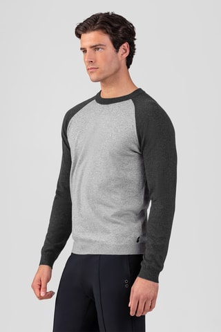 T-shirt en coton biologique et mérinos - Gris foncé et noir