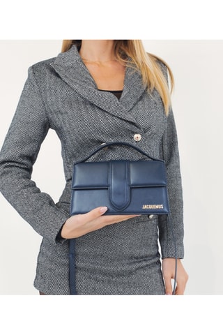 Sac à main en cuir de veau Grand Bambino - Bleu marine