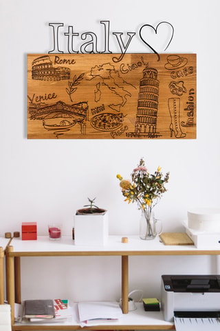 Targa da parete in legno Italy - 58 x 41 cm - Marrone