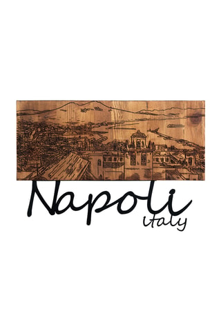 Decorazione da parete in legno Napoli - 58 x 40 cm - Marrone