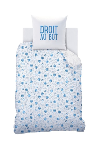 Parure de couette OM - Blanc et bleu