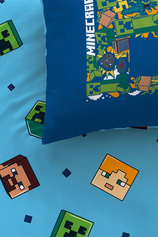 Parure de couette Minecraft Update  Bleu nuit et bleu