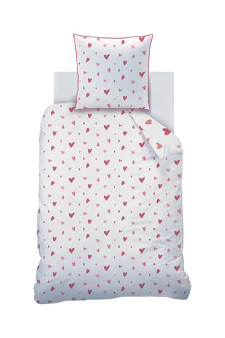 Parure de couette en coton Heart - Blanc et rose