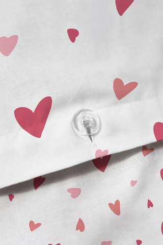 Parure de couette en coton Heart - Blanc et rose