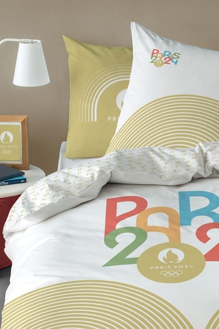 Parure de couette Paris 2024 - Ocre et blanc
