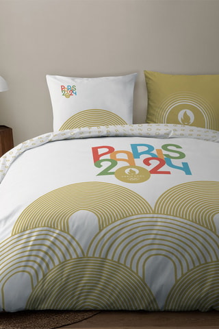 Parure de couette Paris 2024 - Ocre et blanc