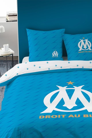 Parure de couette OM - Bleu et blanc