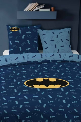 Parure de couette en coton Batman La Ligue des Justiciers DC Comics - Bleu marine