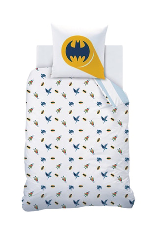 Parure de couette Batman La Ligue des Justiciers DC Comics - Blanc et bleu