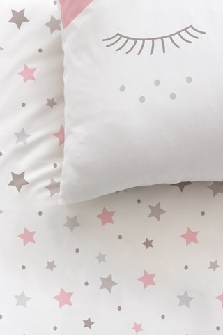 Parure de couette enfant - Blanc et rose - 140 x 200 cm