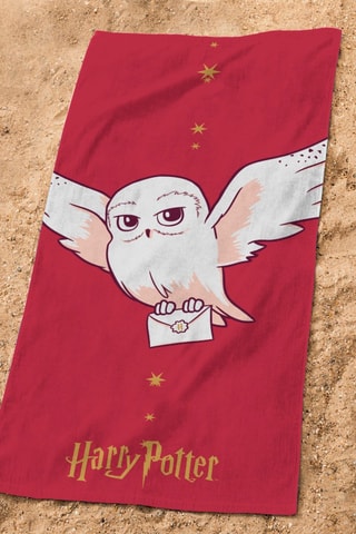 Drap de plage Hedwige Harry Potter - Bordeaux et doré - 75 x 150 cm