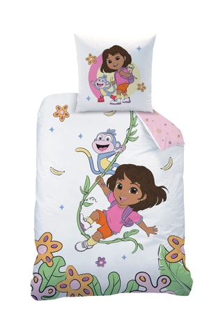 Parure de couette Dora l'exploratrice - Blanc et rose
