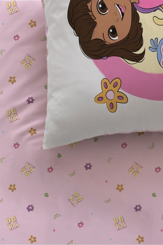Parure de couette Dora l'exploratrice - Blanc et rose