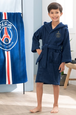 Peignoir à capuche PSG - Bleu marine