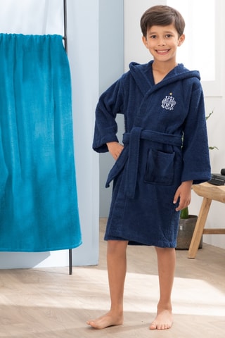 Peignoir à capuche OM - Bleu marine