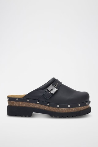 Sabots en cuir Cindy Cork - Noir