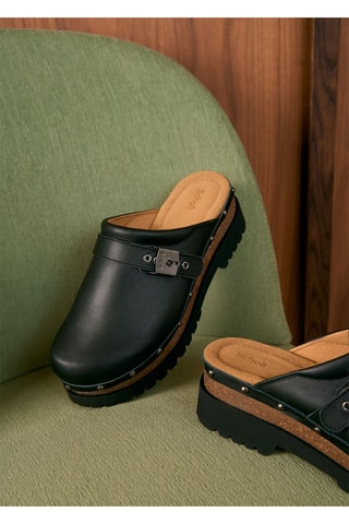 Sabots en cuir Cindy Cork - Noir